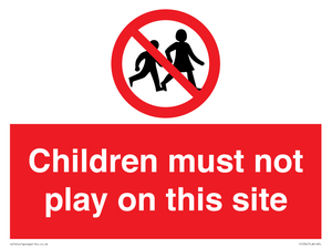 children must not play on this site